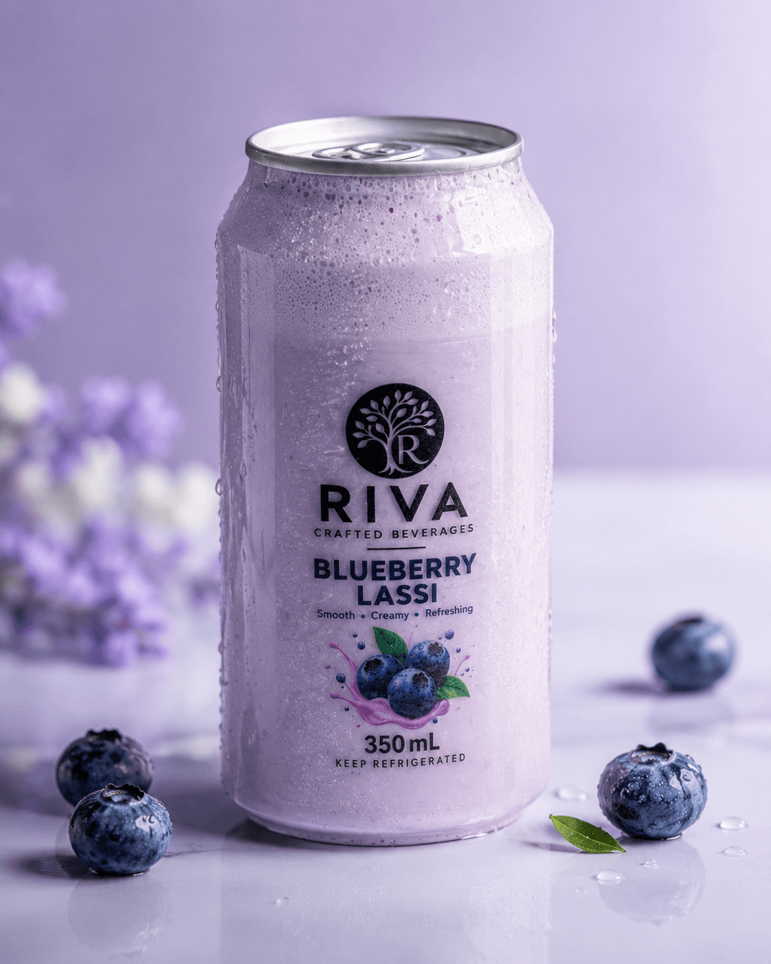 Riva Blueberry Yogurt Drink — chilled can, ready to drink